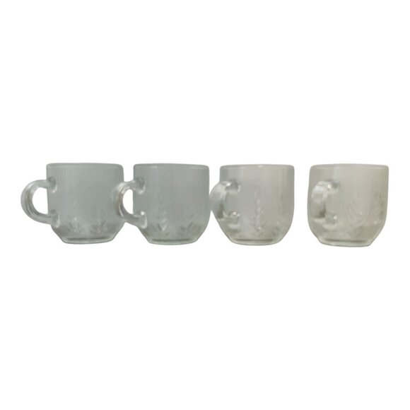 Vintage Arcoroc Country Wheat Frosted Glass Coffee Mugs Set Of 4, 3 in Tall - Picture 1 of 7